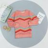 Haloumoning Girls Striped Color Block Sweatshirts Kids Tie Dye Crewneck Long Sleeve Pullover Tops 4-15 Years(B-pink)