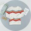 Haloumoning Girls Striped Color Block Sweatshirts Kids Tie Dye Crewneck Long Sleeve Pullover Tops 4-15 Years(B-white)
