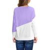 Haloumoning Girls Striped Color Block Sweatshirts Kids Tie Dye Crewneck Long Sleeve Pullover Tops 4-15 Years(C-purple)