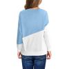 Haloumoning Girls Striped Color Block Sweatshirts Kids Tie Dye Crewneck Long Sleeve Pullover Tops 4-15 Years(C-sky Blue)