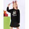 Haloumoning Girls Striped Color Block Sweatshirts Kids Tie Dye Crewneck Long Sleeve Pullover Tops 4-15 Years(F-black)