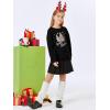 Haloumoning Girls Striped Color Block Sweatshirts Kids Tie Dye Crewneck Long Sleeve Pullover Tops 4-15 Years(F-black)