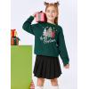Haloumoning Girls Striped Color Block Sweatshirts Kids Tie Dye Crewneck Long Sleeve Pullover Tops 4-15 Years(F-green)