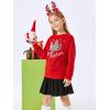 Haloumoning Girls Striped Color Block Sweatshirts Kids Tie Dye Crewneck Long Sleeve Pullover Tops 4-15 Years(F-red)