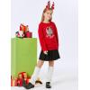 Haloumoning Girls Striped Color Block Sweatshirts Kids Tie Dye Crewneck Long Sleeve Pullover Tops 4-15 Years(F-red)