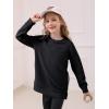 Haloumoning Girls Sweatshirts Casual Long Sleeve Crew Neck Pullover Tops with Side Zipper Fall Clothes 5-14Y(Black)