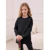Haloumoning Girls Sweatshirts Casual Long Sleeve Crew Neck Pullover Tops with Side Zipper Fall Clothes 5-14Y(Black)