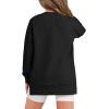 Haloumoning Girls Sweatshirts Casual Long Sleeve Crew Neck Pullover Tops with Side Zipper Fall Clothes 5-14Y(Black)