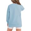 Haloumoning Girls Sweatshirts Casual Long Sleeve Crew Neck Pullover Tops with Side Zipper Fall Clothes 5-14Y(Blue)