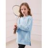 Haloumoning Girls Sweatshirts Casual Long Sleeve Crew Neck Pullover Tops with Side Zipper Fall Clothes 5-14Y(Blue)
