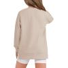 Haloumoning Girls Sweatshirts Casual Long Sleeve Crew Neck Pullover Tops with Side Zipper Fall Clothes 5-14Y(Khaki)