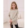 Haloumoning Girls Sweatshirts Casual Long Sleeve Crew Neck Pullover Tops with Side Zipper Fall Clothes 5-14Y(Khaki)
