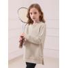 Haloumoning Girls Sweatshirts Casual Long Sleeve Crew Neck Pullover Tops with Side Zipper Fall Clothes 5-14Y(Khaki)