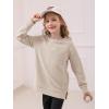 Haloumoning Girls Sweatshirts Casual Long Sleeve Crew Neck Pullover Tops with Side Zipper Fall Clothes 5-14Y(Khaki)