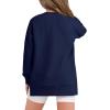 Haloumoning Girls Sweatshirts Casual Long Sleeve Crew Neck Pullover Tops with Side Zipper Fall Clothes 5-14Y(Navy)