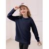 Haloumoning Girls Sweatshirts Casual Long Sleeve Crew Neck Pullover Tops with Side Zipper Fall Clothes 5-14Y(Navy)