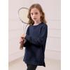 Haloumoning Girls Sweatshirts Casual Long Sleeve Crew Neck Pullover Tops with Side Zipper Fall Clothes 5-14Y(Navy)