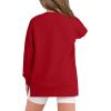 Haloumoning Girls Sweatshirts Casual Long Sleeve Crew Neck Pullover Tops with Side Zipper Fall Clothes 5-14Y(Red)
