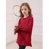 Haloumoning Girls Sweatshirts Casual Long Sleeve Crew Neck Pullover Tops with Side Zipper Fall Clothes 5-14Y(Red)