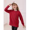 Haloumoning Girls Sweatshirts Casual Long Sleeve Crew Neck Pullover Tops with Side Zipper Fall Clothes 5-14Y(Red)