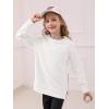 Haloumoning Girls Sweatshirts Casual Long Sleeve Crew Neck Pullover Tops with Side Zipper Fall Clothes 5-14Y(White)