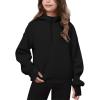 Haloumoning Girls Athletic Quarter Zip Fleece Hoodies Kids Side Slits Sweatshirts Thumb Hole Pullover Tops 5-14 Years(Black)
