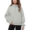 Haloumoning Girls Athletic Quarter Zip Fleece Hoodies Kids Side Slits Sweatshirts Thumb Hole Pullover Tops 5-14 Years(Gray)