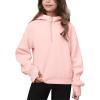 Haloumoning Girls Athletic Quarter Zip Fleece Hoodies Kids Side Slits Sweatshirts Thumb Hole Pullover Tops 5-14 Years(Pink)