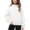 Haloumoning Girls Athletic Quarter Zip Fleece Hoodies Kids Side Slits Sweatshirts Thumb Hole Pullover Tops 5-14 Years(White)