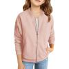 Haloumoning Girls Zip Up Jackets Kids Fall Long Sleeve Sweatshirts Outerwear with Pockets 5-14 years(Pink)