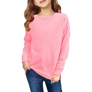 Haloumoning Girls Striped Color Block Sweatshirts Kids Tie Dye Crewneck Long Sleeve Pullover Tops 4-15 Years(D-pink)