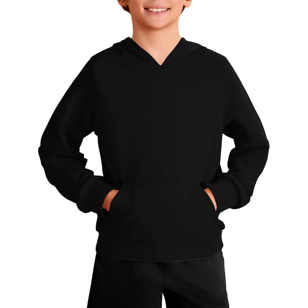 image:imageHaloumoning Boys Fashion Hoodies Kids Long Sleeve Hooded Sweatshirts with Kangaroo Pocket 514 YearsBlack