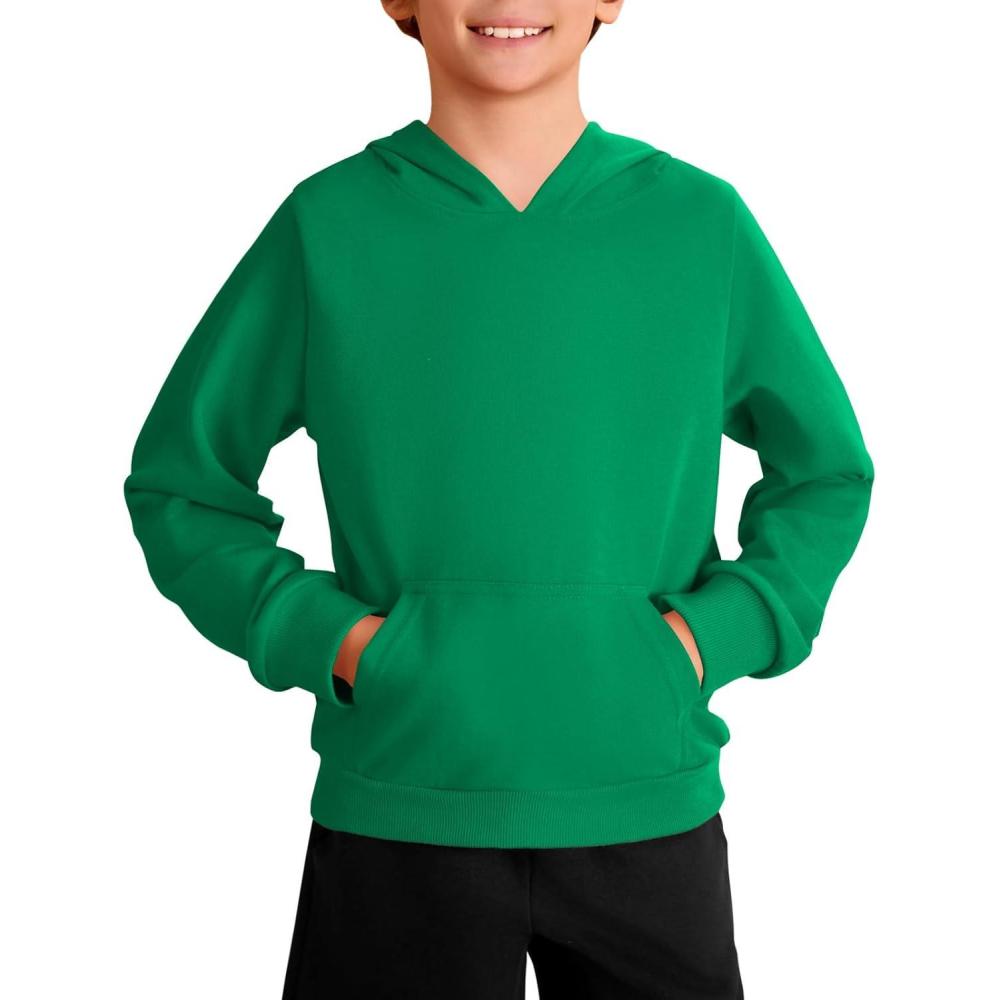 image:imageHaloumoning Boys Fashion Hoodies Kids Long Sleeve Hooded Sweatshirts with Kangaroo Pocket 514 YearsGreen