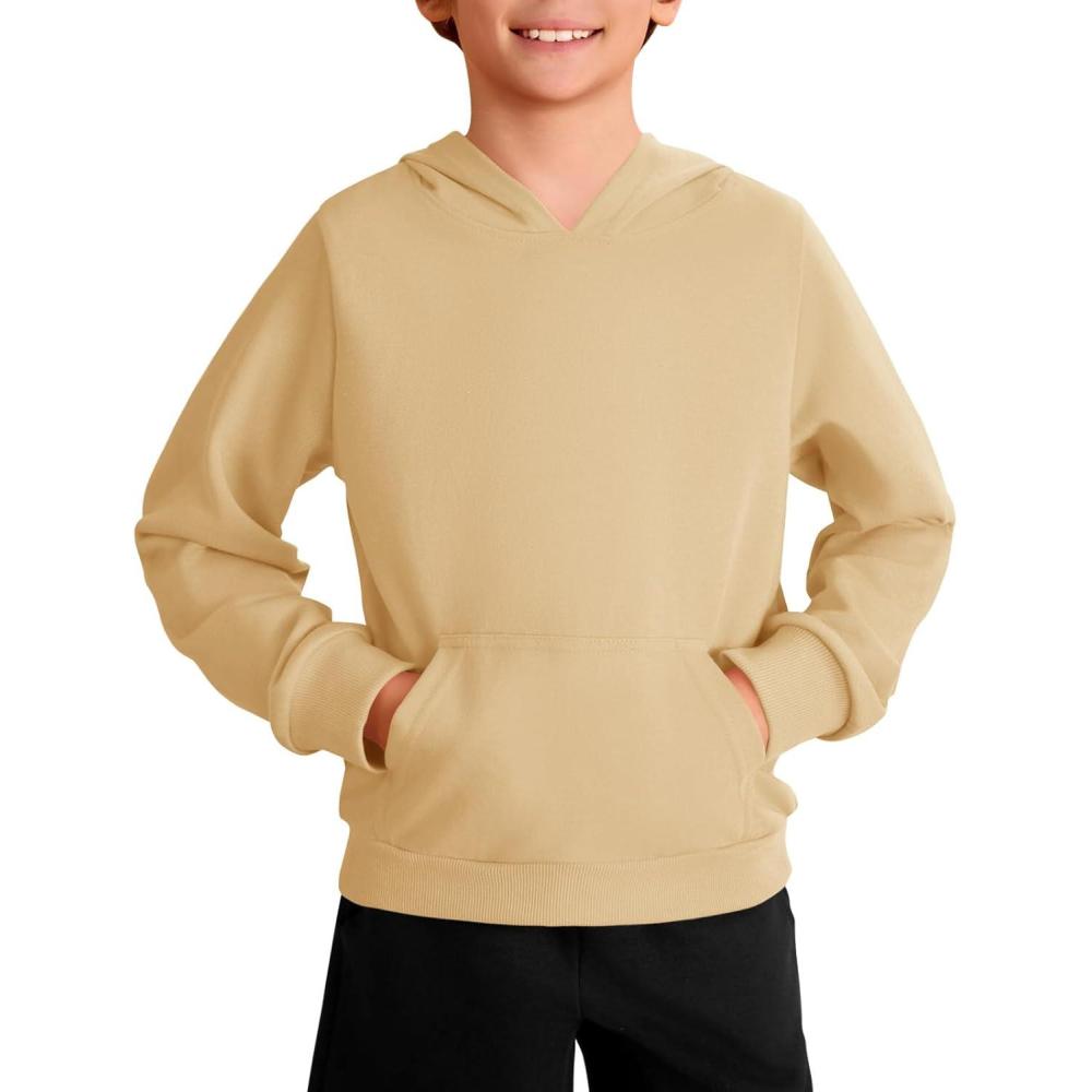 image:imageHaloumoning Boys Fashion Hoodies Kids Long Sleeve Hooded Sweatshirts with Kangaroo Pocket 514 YearsKhaki