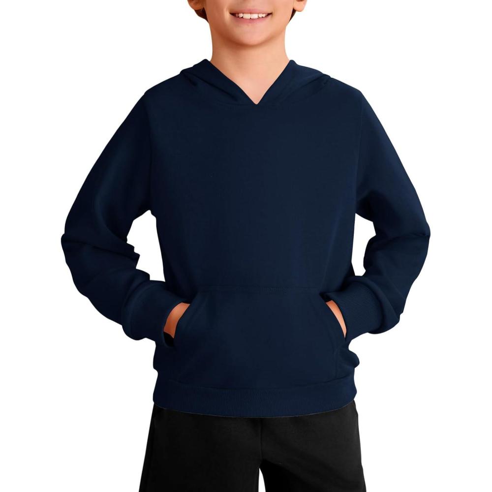 image:imageHaloumoning Boys Fashion Hoodies Kids Long Sleeve Hooded Sweatshirts with Kangaroo Pocket 514 YearsNavy Blue