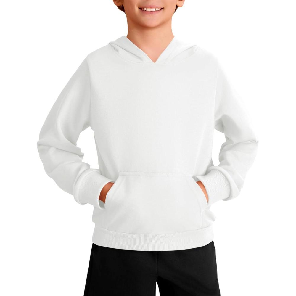 image:imageHaloumoning Boys Fashion Hoodies Kids Long Sleeve Hooded Sweatshirts with Kangaroo Pocket 514 YearsWhite