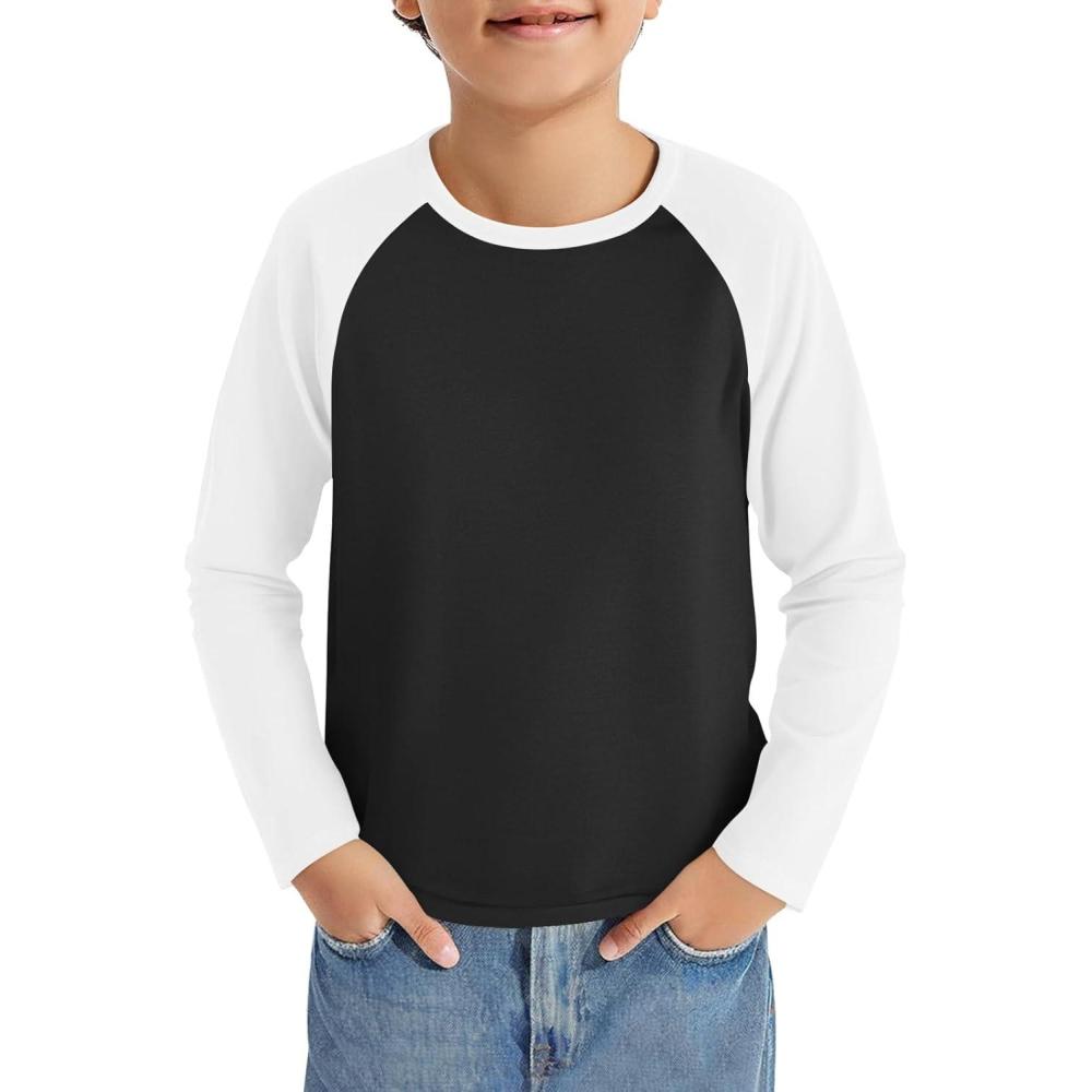 image:imageHaloumoning Boys Long Sleeve Raglan T Shirts Kids Color Block Crewneck Casual Tops Tees 414 YearsBlack