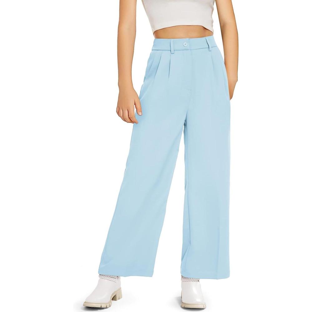 image:imageKids Girls High Waist Wide Leg School Uniform Pants 514 YearsBlue