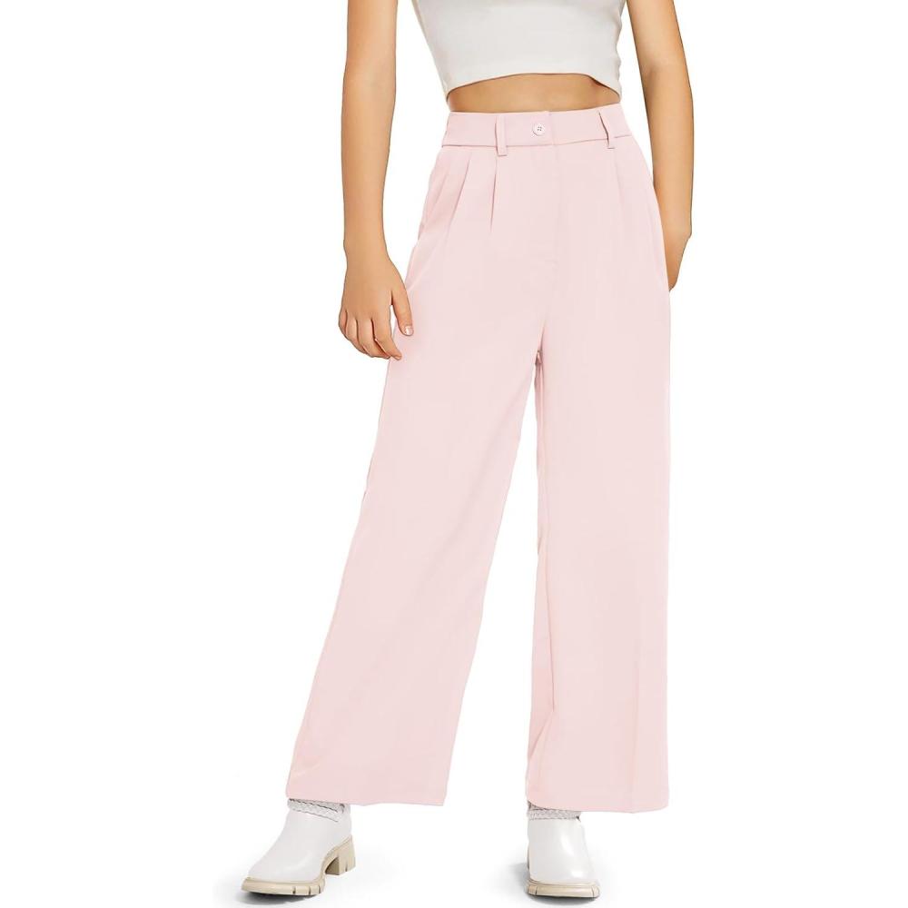 image:imageKids Girls High Waist Wide Leg School Uniform Pants 514 YearsPink