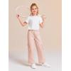 Haloumoning Girls Cargo Pants High Elastic Waist Kids Straight Leg Twill Trousers with Pockets 5-14 Years