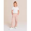 Haloumoning Girls Cargo Pants High Elastic Waist Kids Straight Leg Twill Trousers with Pockets 5-14 Years