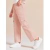 Haloumoning Girls Cargo Pants High Elastic Waist Kids Straight Leg Twill Trousers with Pockets 5-14 Years