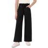 Haloumoning Girls Cute Wide Leg Flared Jeans Kids Oversized Elastic Waist Paper Bag Pants with Pockets 5-14 Years(Black)
