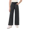 Haloumoning Girls Cute Wide Leg Flared Jeans Kids Oversized Elastic Waist Paper Bag Pants with Pockets 5-14 Years(Grey)