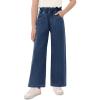 Haloumoning Girls Cute Wide Leg Flared Jeans Kids Oversized Elastic Waist Paper Bag Pants with Pockets 5-14 Years(Navy)
