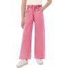 Haloumoning Girls Cute Wide Leg Flared Jeans Kids Oversized Elastic Waist Paper Bag Pants with Pockets 5-14 Years(Rose Red)