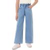 Haloumoning Girls Cute Wide Leg Flared Jeans Kids Oversized Elastic Waist Paper Bag Pants with Pockets 5-14 Years(Wash Blue)