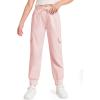 Haloumoning Girls Drawstring Cargo Jogger Pants Kids Quick Dry Slim Fit Sweatpants with Pockets 5-14Years(Pink)