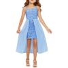 Haloumoning Girls Sequin Dress Kids Formal Sparkly One Shoulder Prom Party Dresses 4-14 Years(Blue)