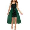 Haloumoning Girls Sequin Dress Kids Formal Sparkly One Shoulder Prom Party Dresses 4-14 Years(Green)